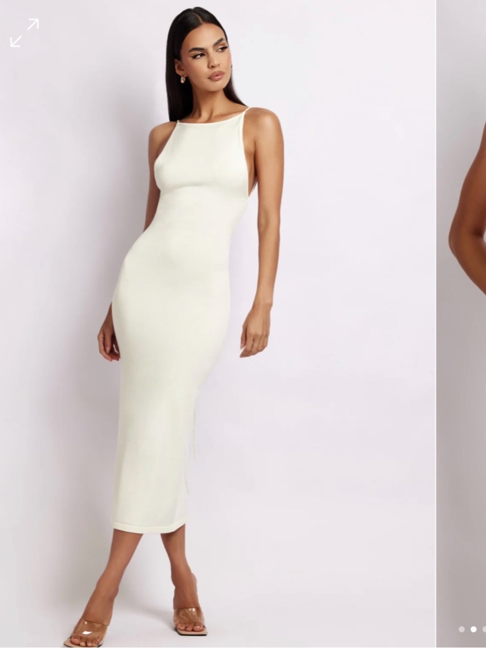 Meshki strappy open back midi dress